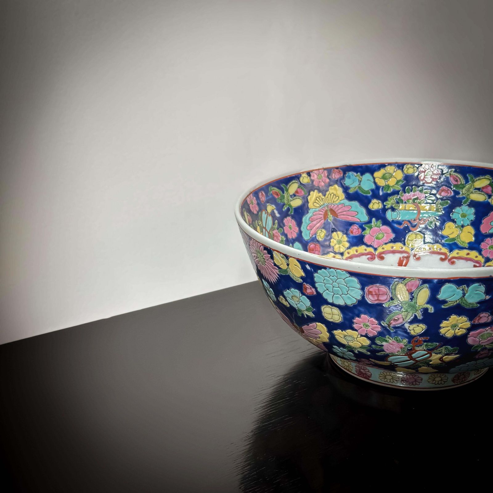 Chinese ‘Yongzheng Style’ Famille Rose Porcelain Punch Bowl Circa 1950s photo 459.0