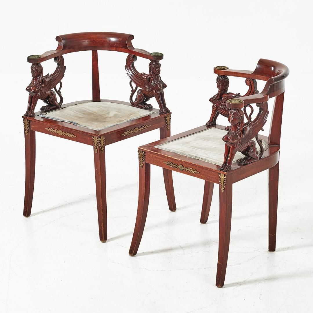 A Pair Of French Empire Style Corner Chairs photo furniture