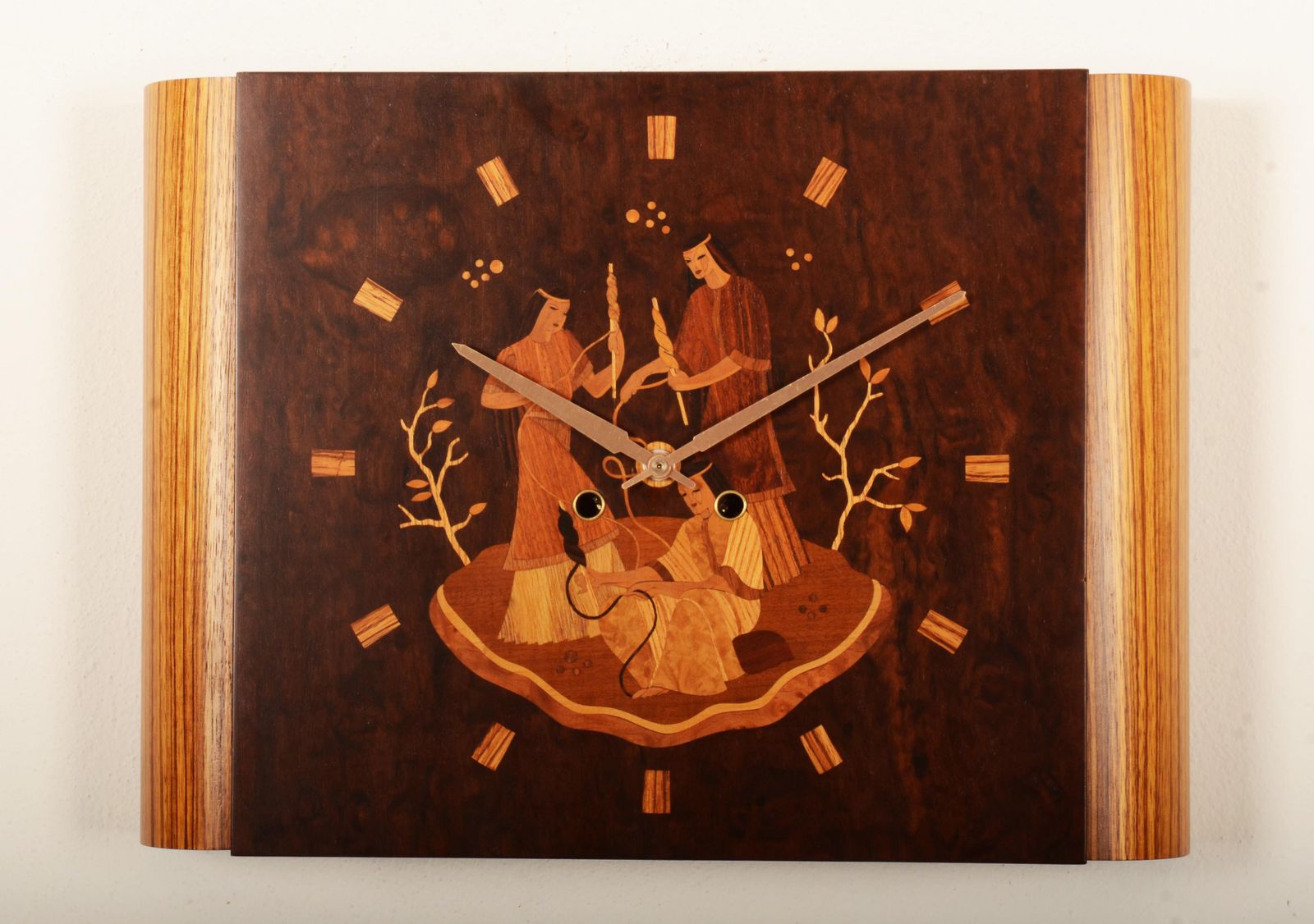 Wall Clock By Mjolby Intarsia From The Late 1930s photo for sale