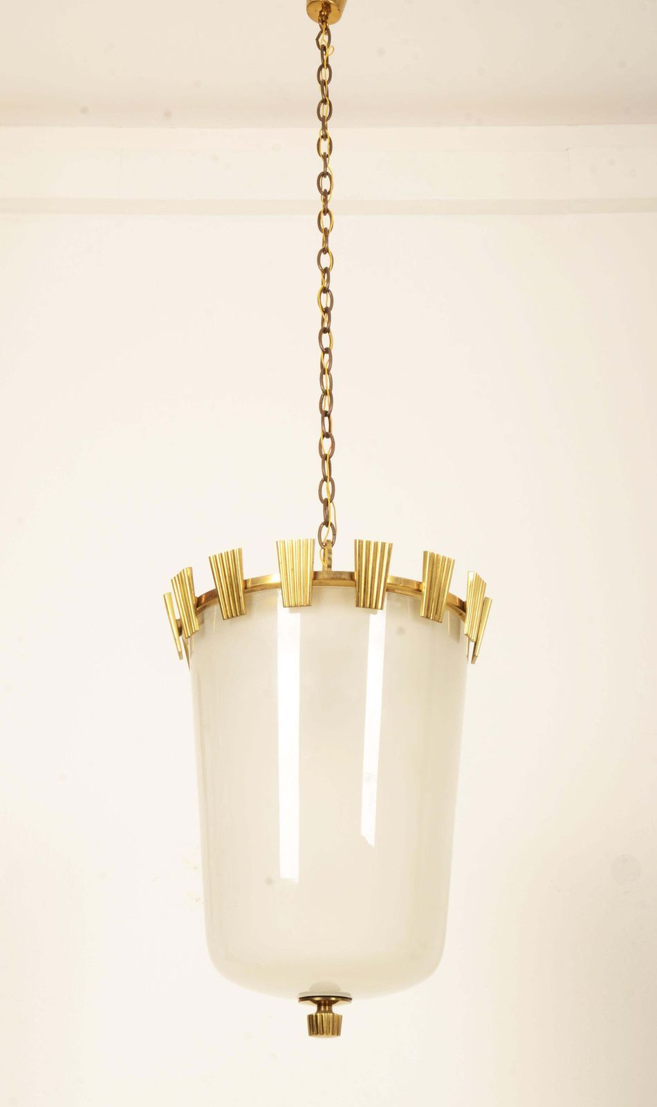 Large Brass And Opaline Glass Pendant Lamp By Oswald Haerdtl photo 14496.0