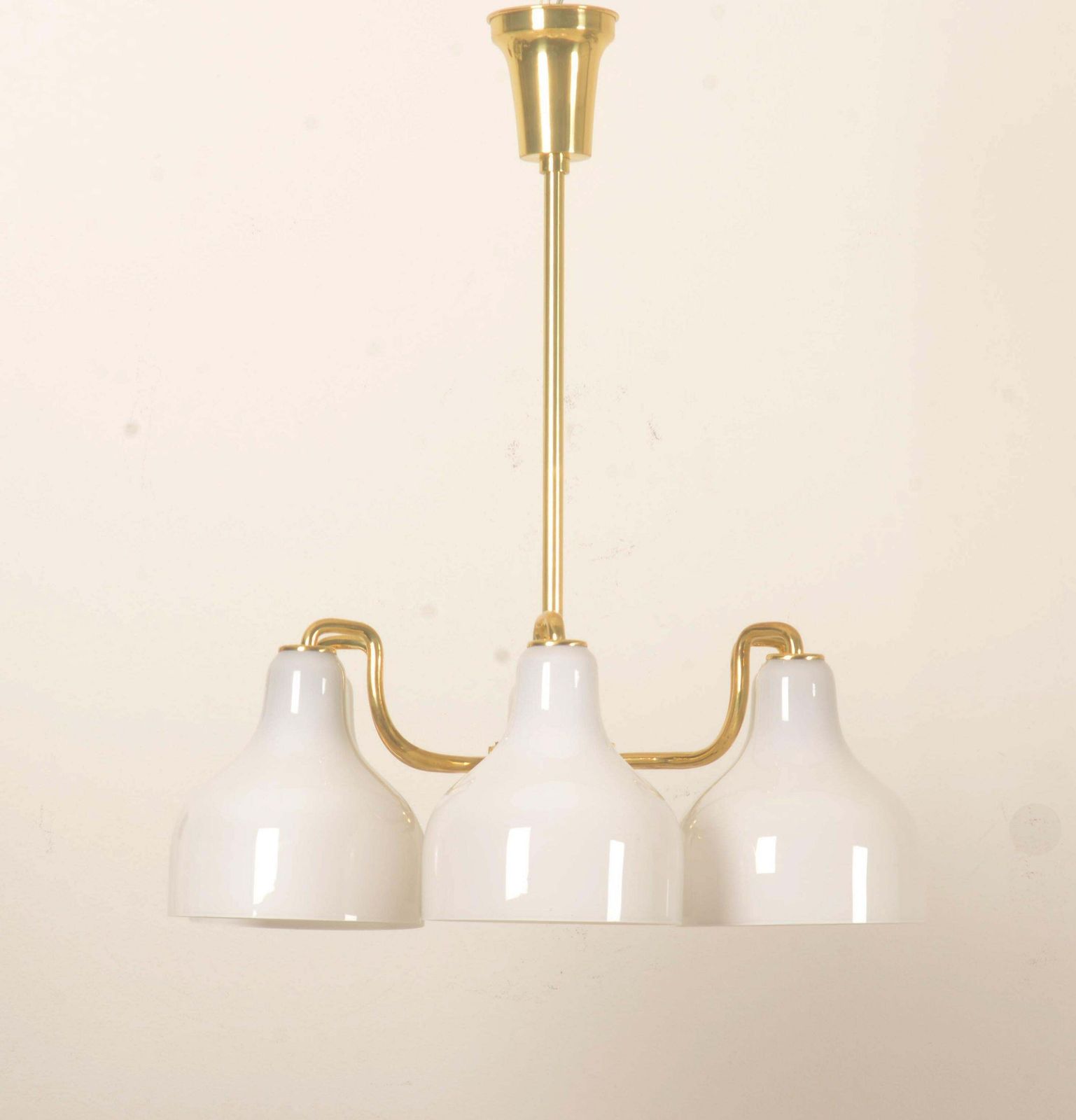 Vilhelm Lauritzen Brass And Opaline Glass Chandelier photo furniture