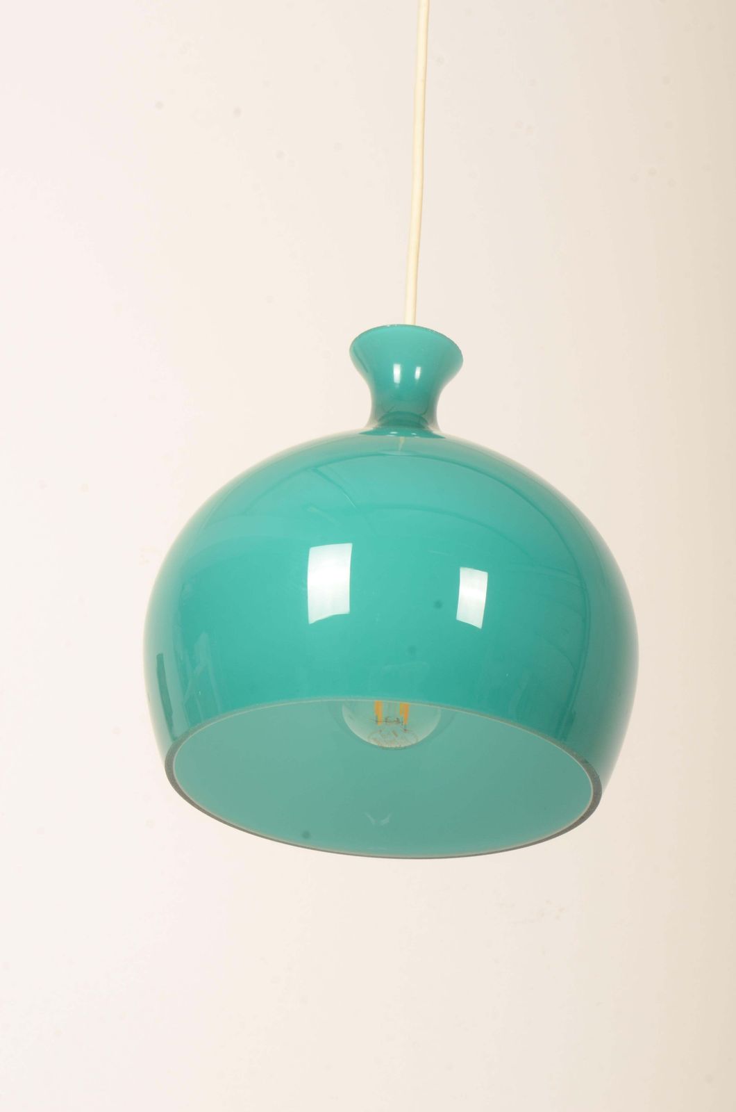 Rare Onion Pendants In Turquoise Glass By Helge Zimdal photo Lighting