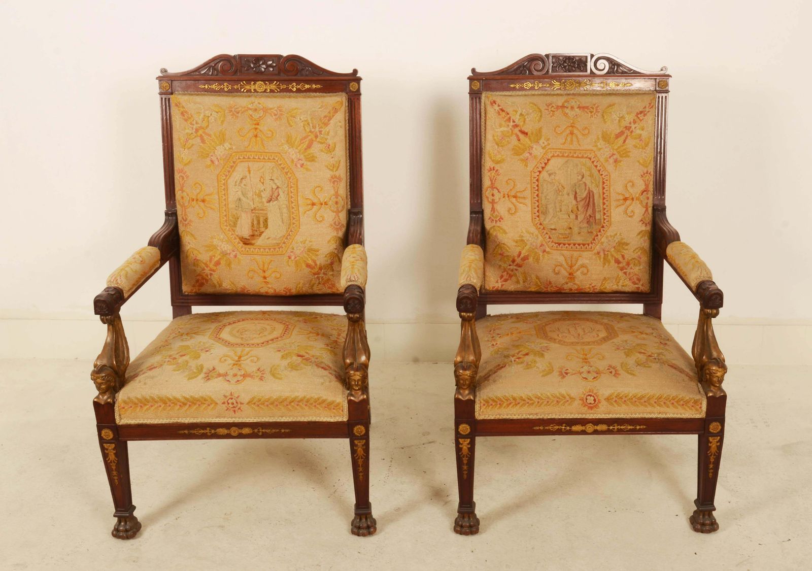 Paar Franse Empire-stijl fauteuils photo 2848.0