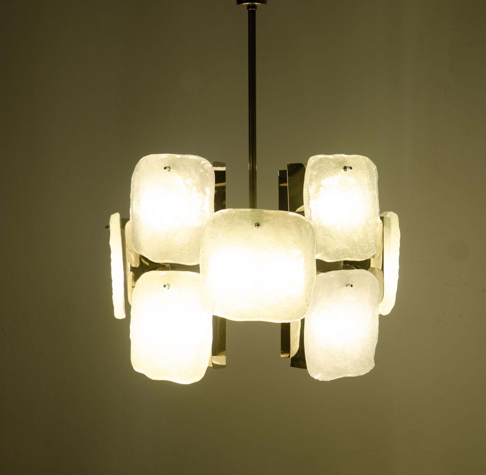 Kalmar Ice Glass Relief Glass "Aggstein" Chandelier photo buy
