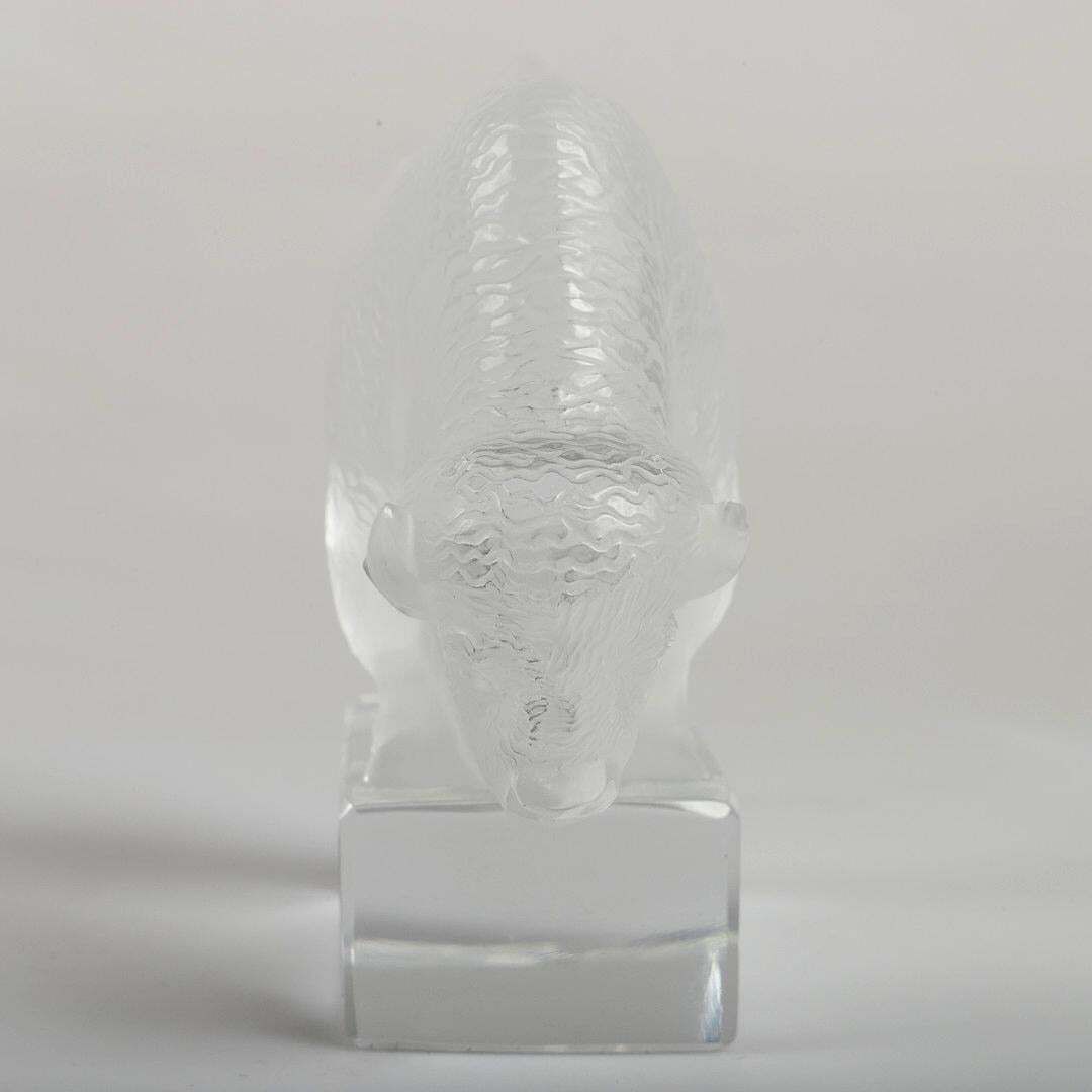 Glass Sculpture Paperweight "Bison" By Lalique photo for sale