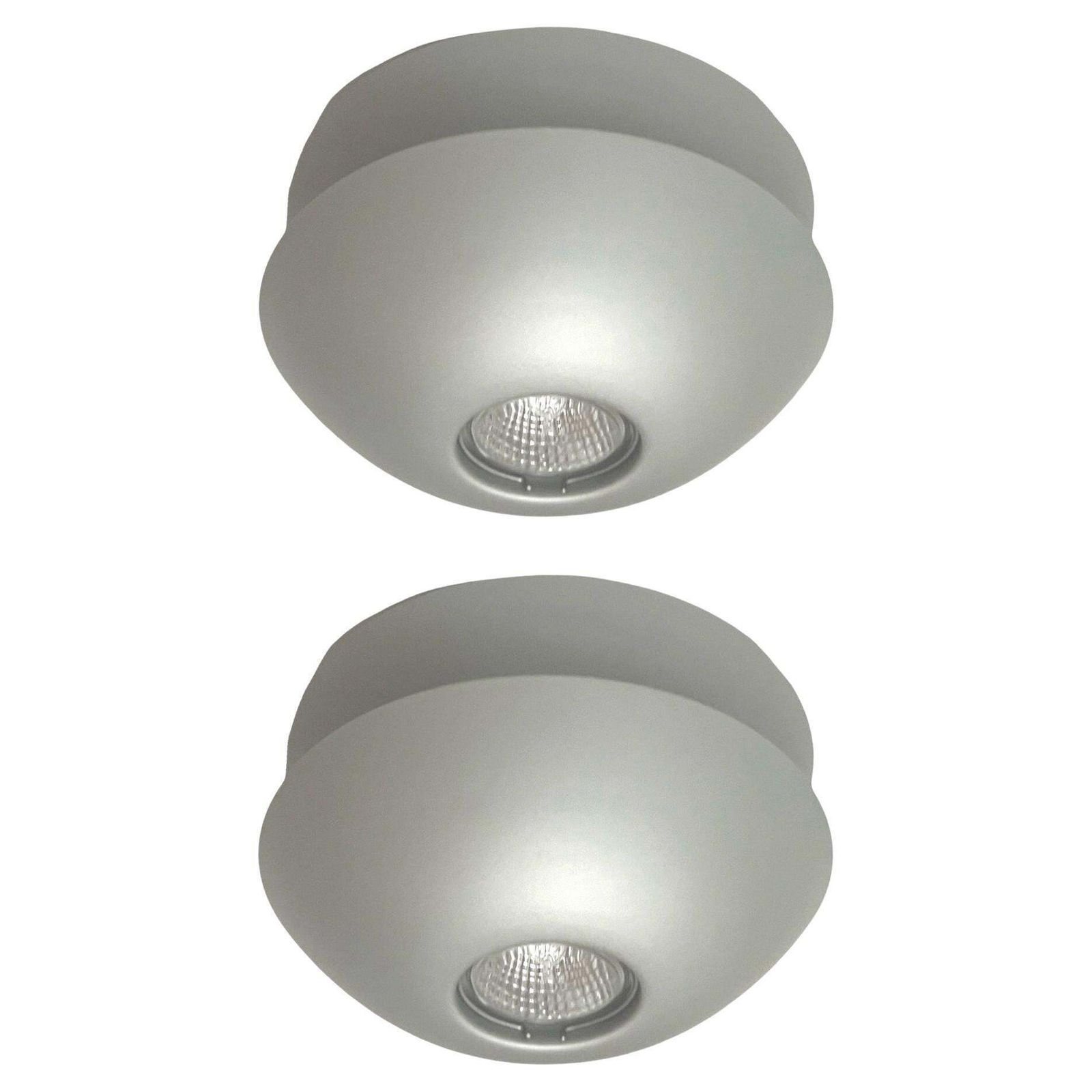 Postmodern Grey Metal Pair Of Halogen Flush Mounts By Blauet, Barcelona, 1980s