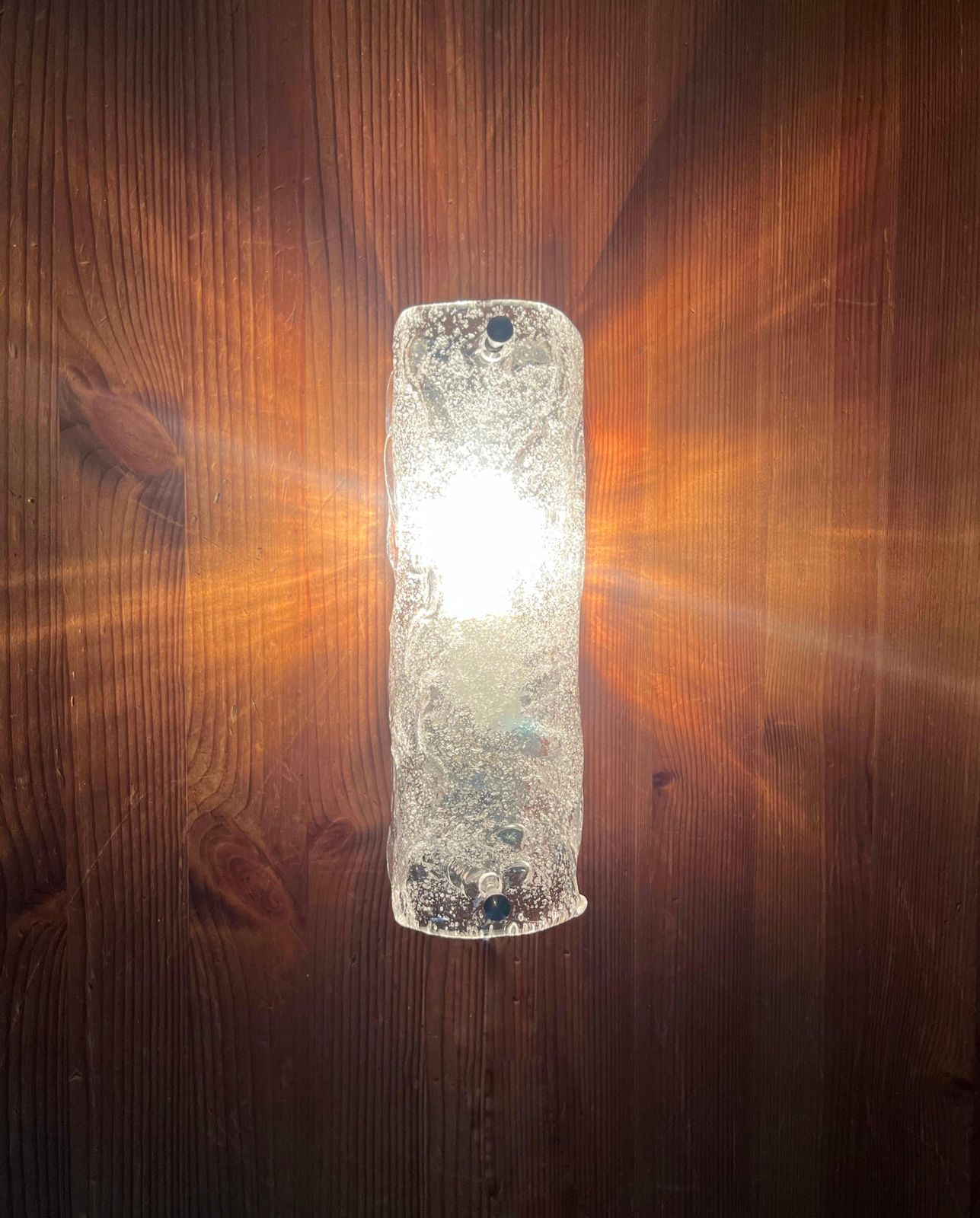 Italian Midcentury Individual Clear Murano Ice Glass Wall Sconce, 1970s photo Lighting