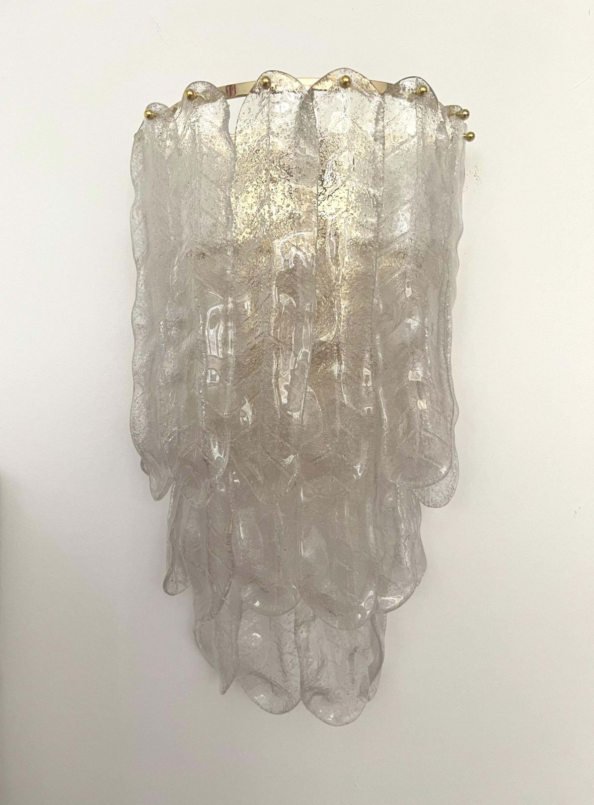 Unique Large Italian Midcenturypair Of Murano Wall Sconces By Mazzega, 1970s photo Lighting