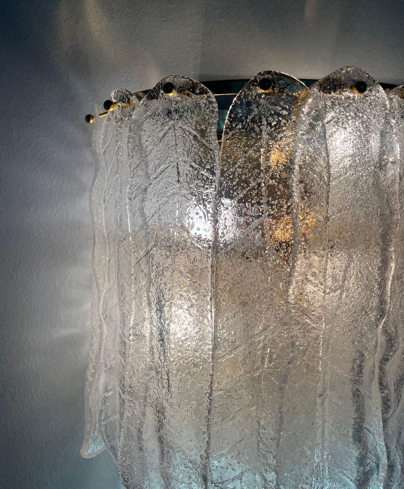 photo vinterior Unique Large Italian Midcenturypair Of Murano Wall Sconces By Mazzega, 1970s
