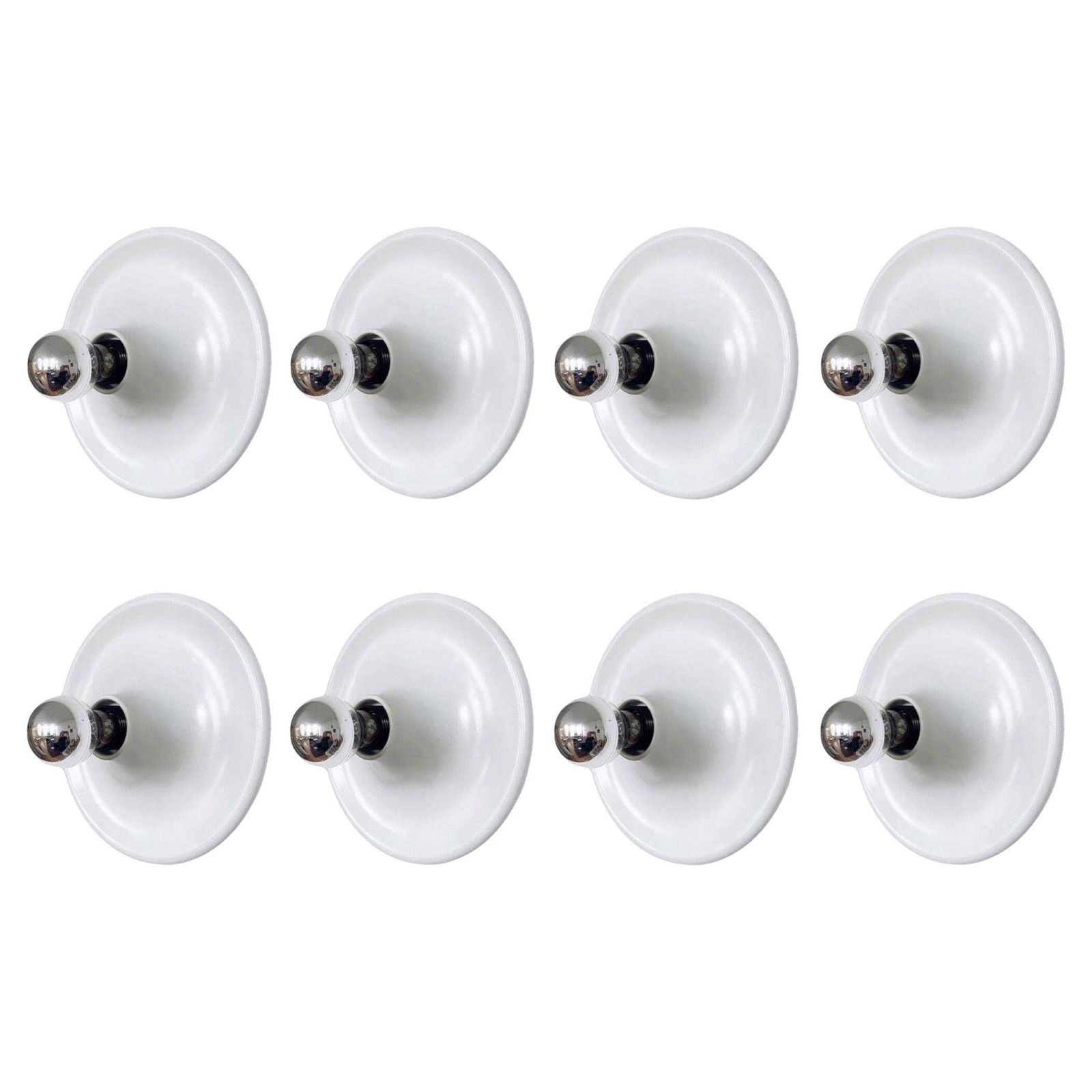 Postmodern Italian Set Of Eight White Wall Sconces By Targetti Sankey, 1980s
