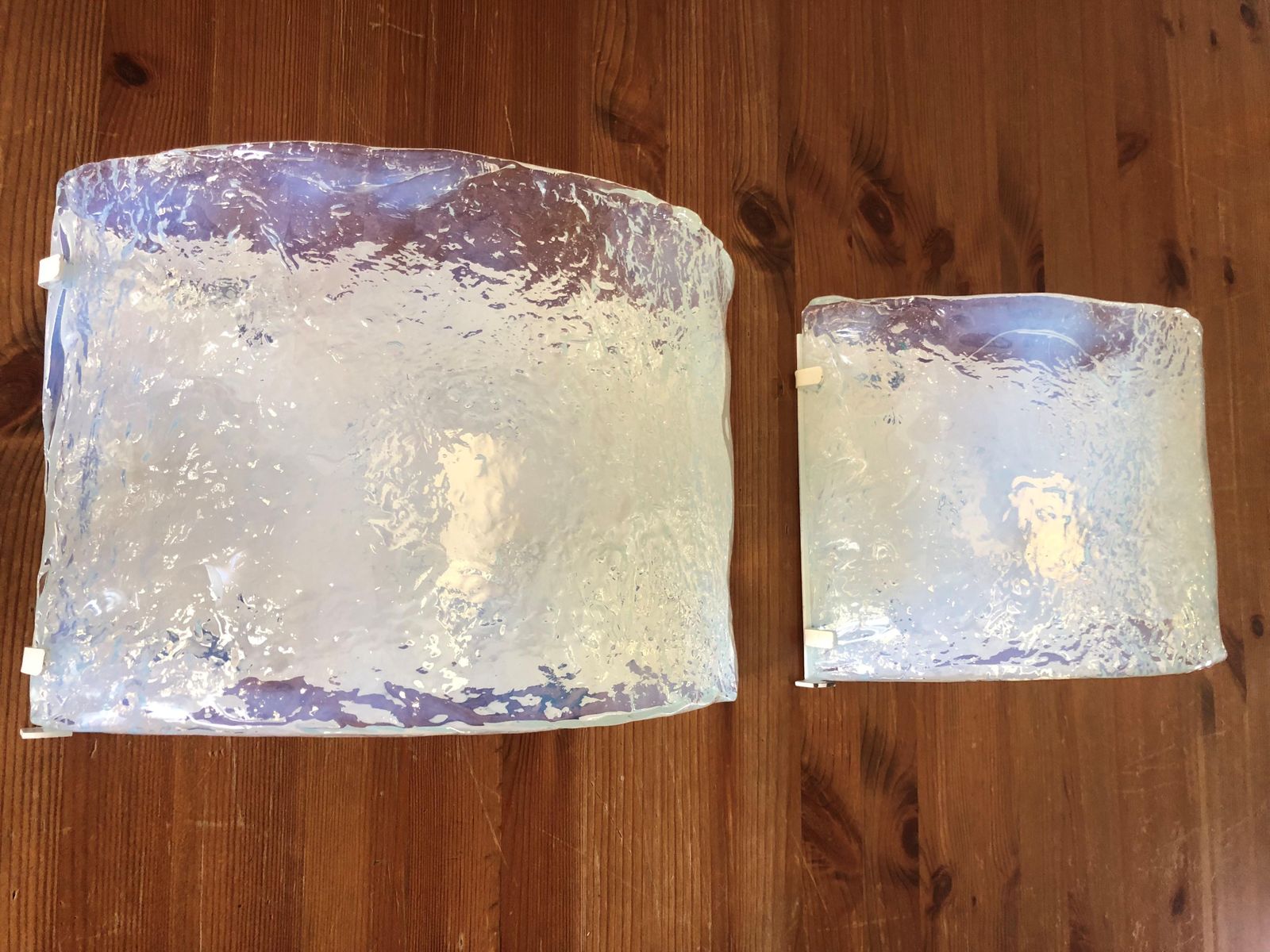 Pair Of Italian Iridescent Murano Wall Sconces By Carlo Nason For Mazzega, 1970s photo Lighting