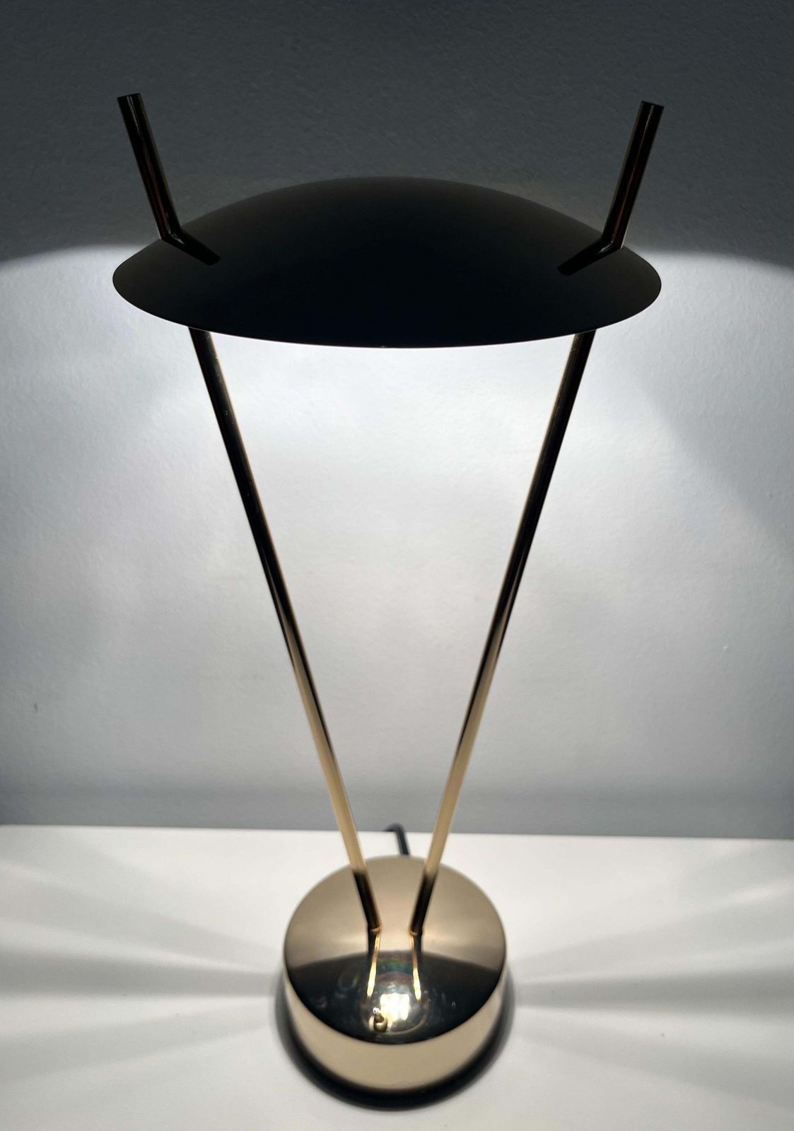photo buy Postmodern Pair Of Gold Table Lamps By Leonardo Marelli For Estiluz, 1980s