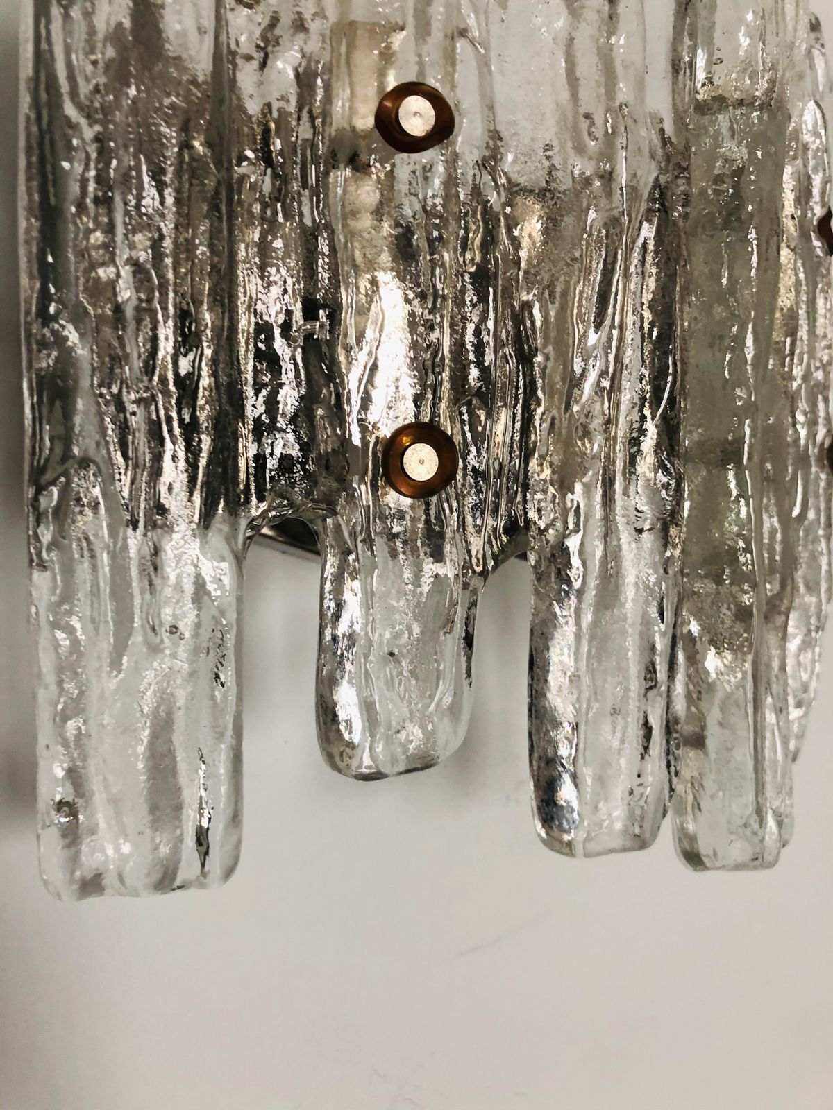 Midcentury Austrian Ice Glass "Puck" Wall Sconce By Kalmar Franken, 1970s photo 1257.0