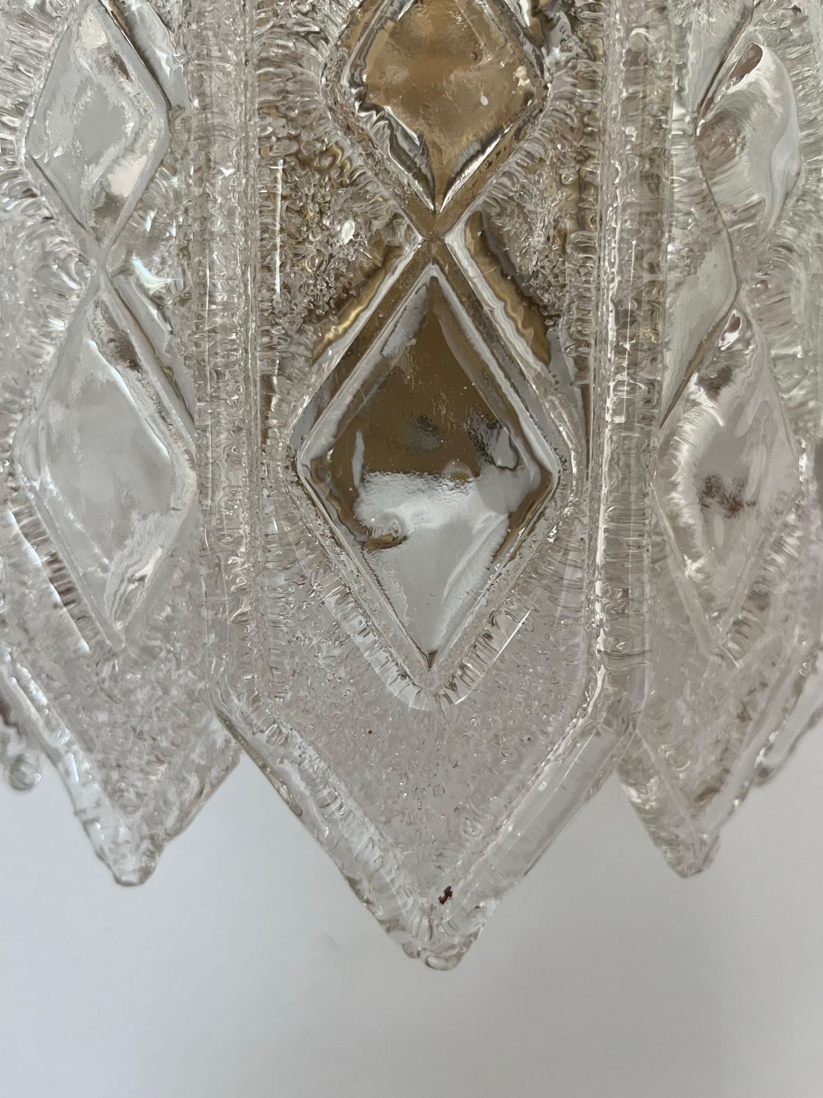 Italian Pair Of Midcentury Clear Murano Glass Wall Sconces, 1970s photo vinterior