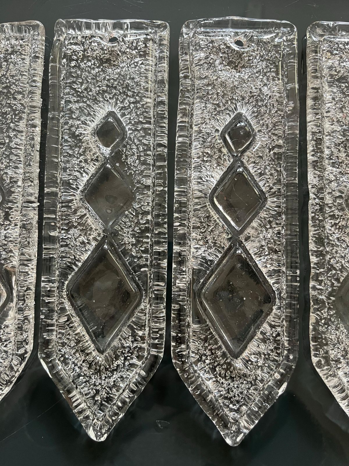 Italian Pair Of Midcentury Clear Murano Glass Wall Sconces, 1970s photo vintage
