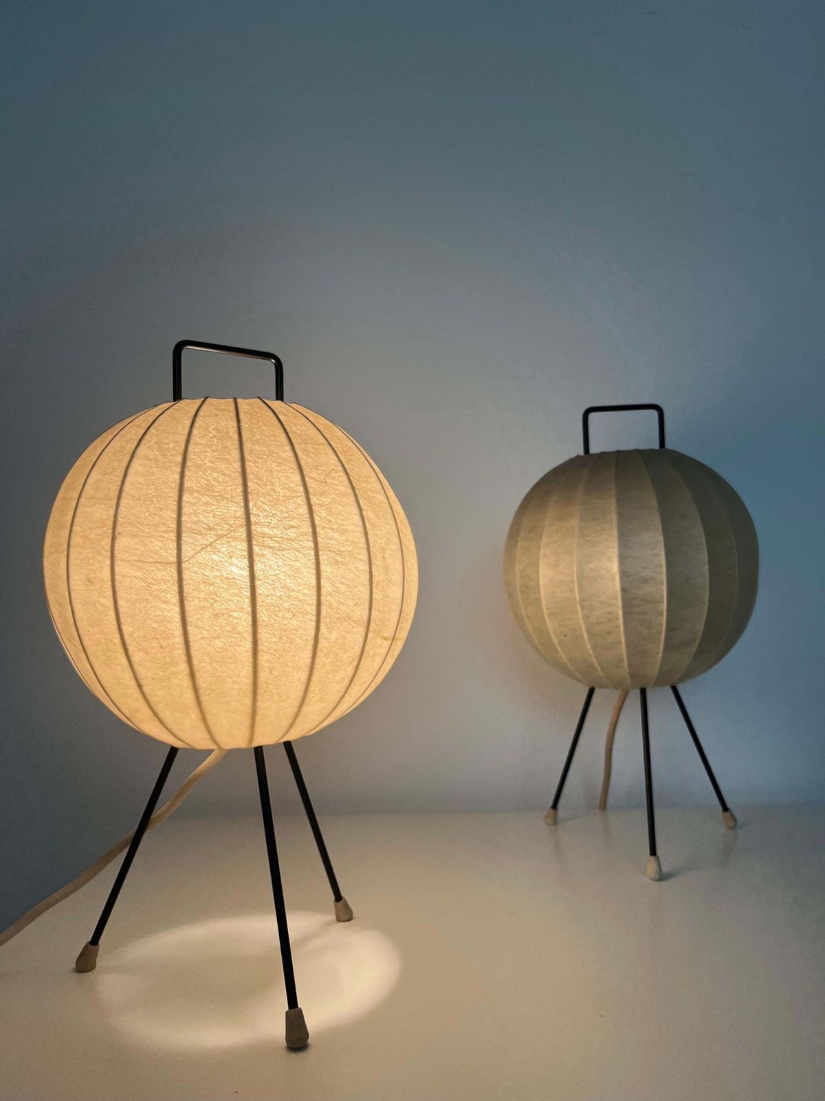 photo for sale German Midcentury Pair Of "Cocoon" Table Lamps By Friedel For Goldkant, 1970s