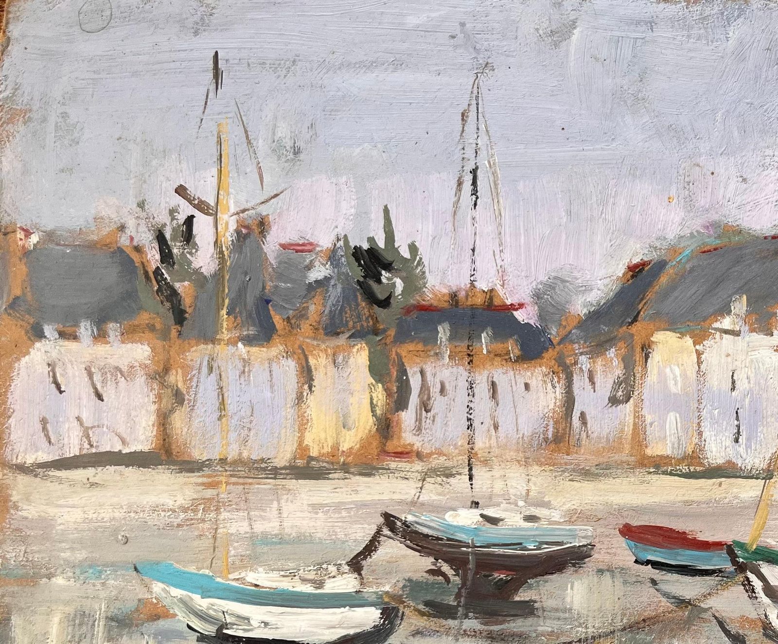 Fanch Lel Post Impressionist French Harbour Scene Of Saint Servan With Boats And Church 1999 photo 485.0