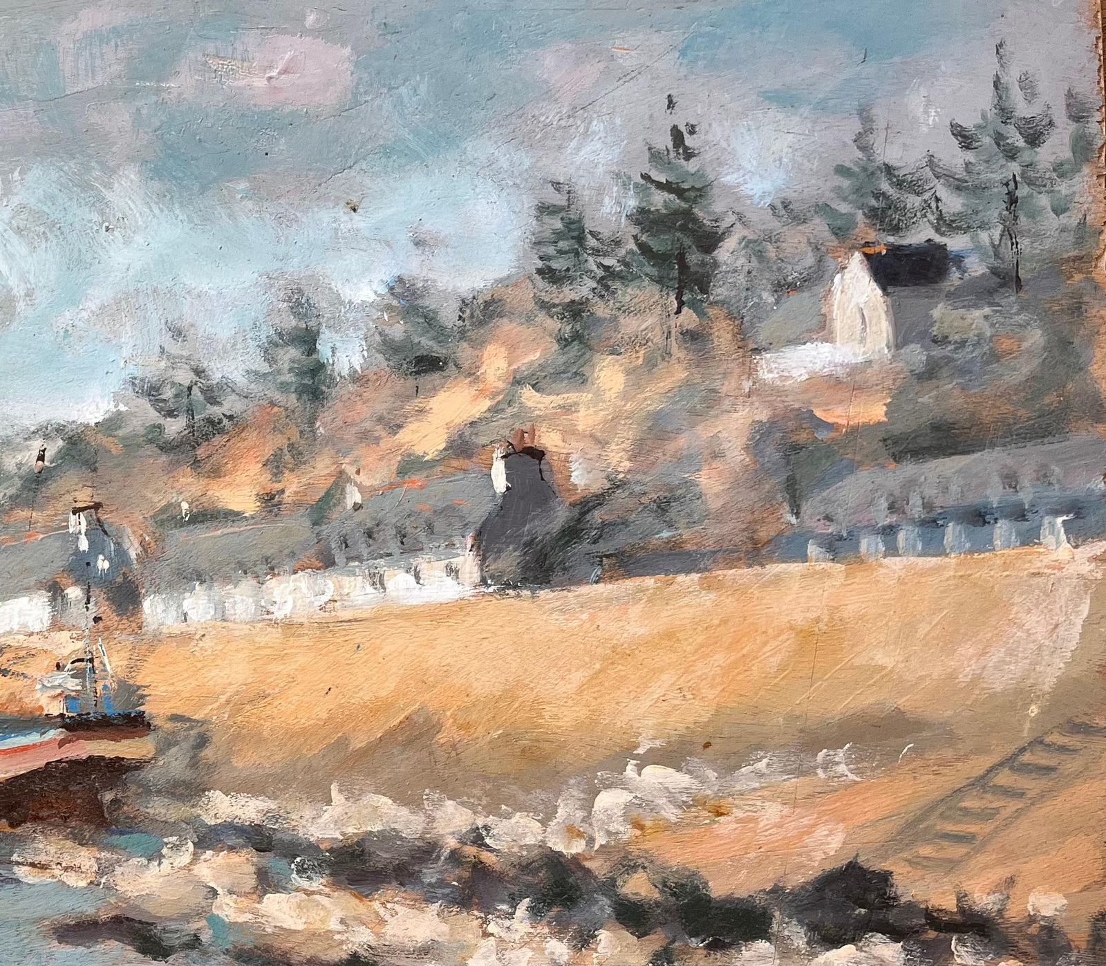 Fanch Lel French Coastal Village With Moored Fishing Boats And Rocky Shoreline 1992 photo furniture