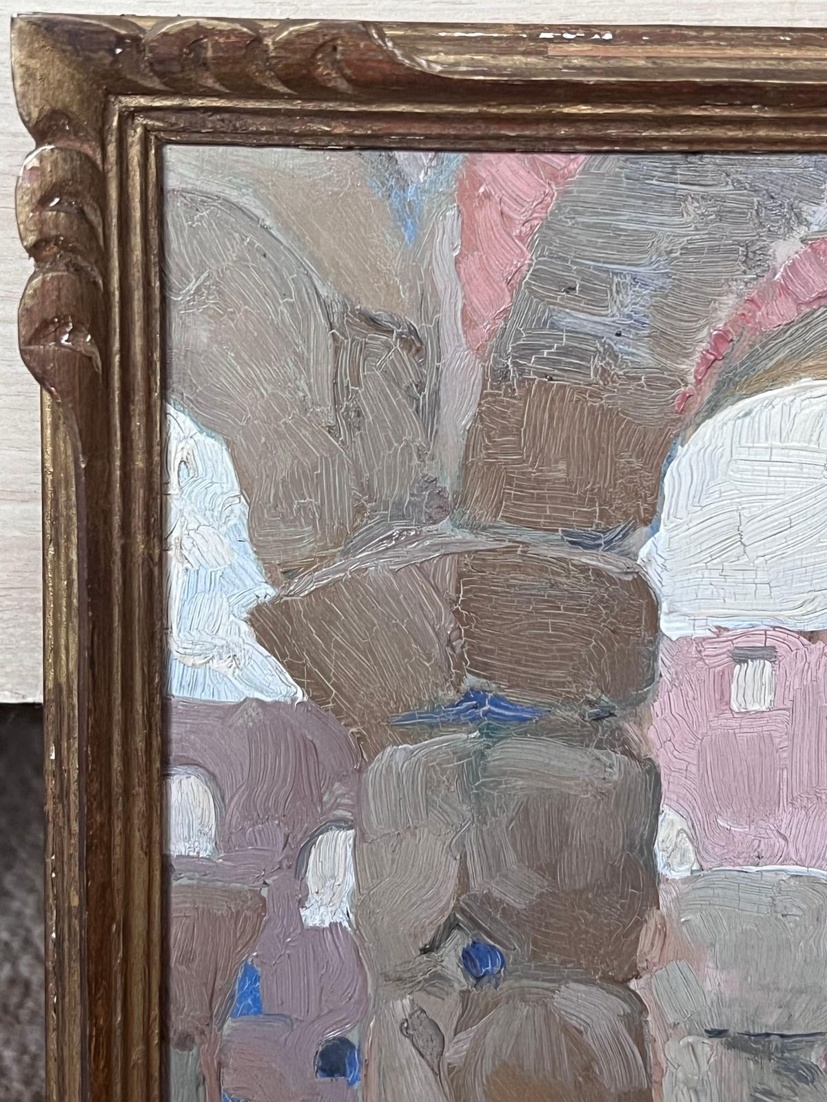 Etienne Auguste Krier Fine 1900's French Impressionist Oil Painting Travellers Admiring Ancient Ruins photo for sale