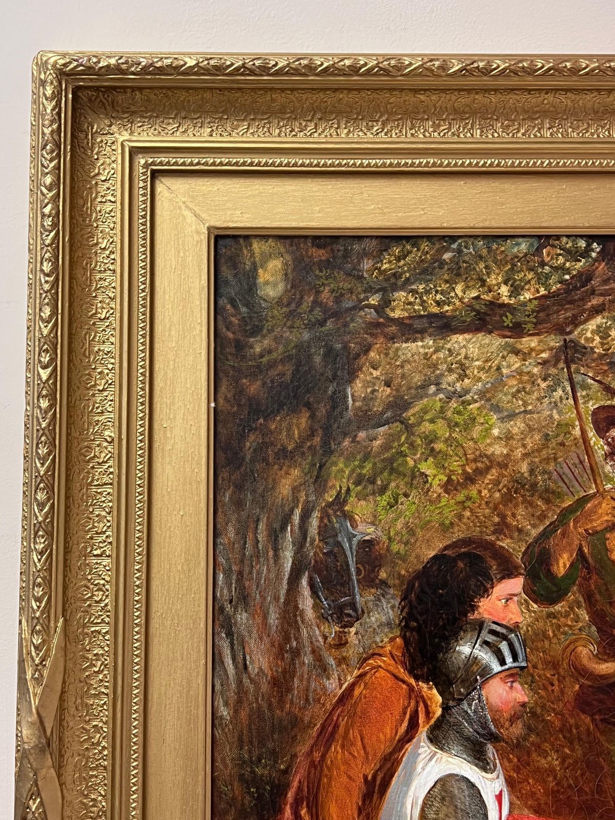 photo buy English Victorian Oil Large 19th Century English Victorian Oil Painting Robin Hood & Merry Men