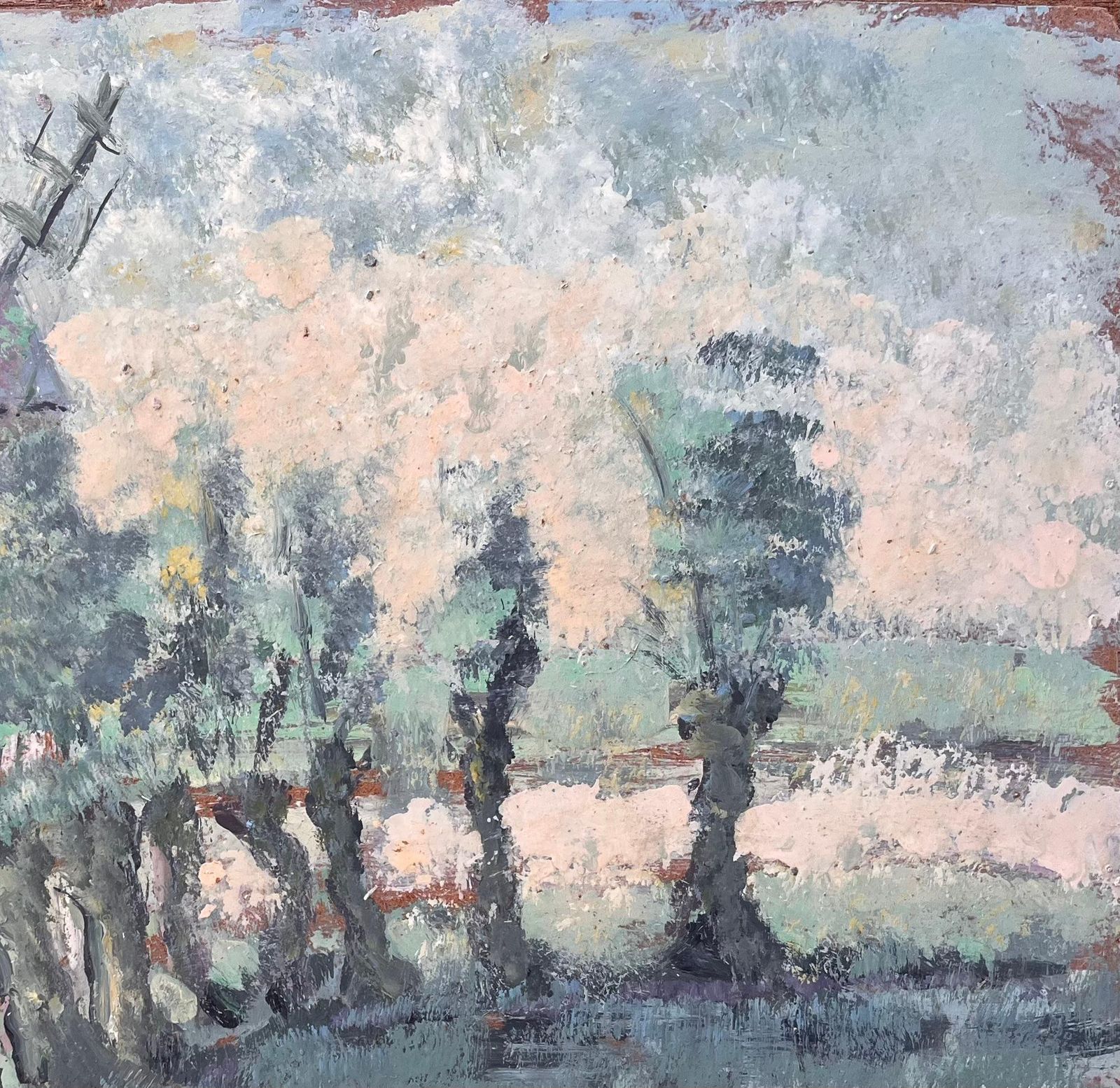 Fanch Lel French Countryside Oil Painting With Windmill Pond And Cottages photo Art