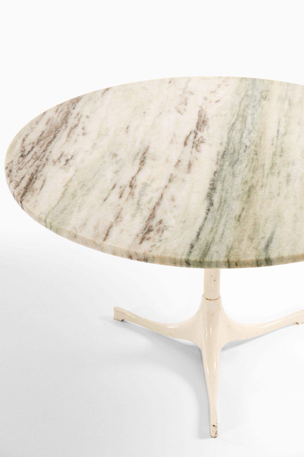 Coffee Table In White Metal And Marble Top Attributed To George Nelson, 1960's photo for sale