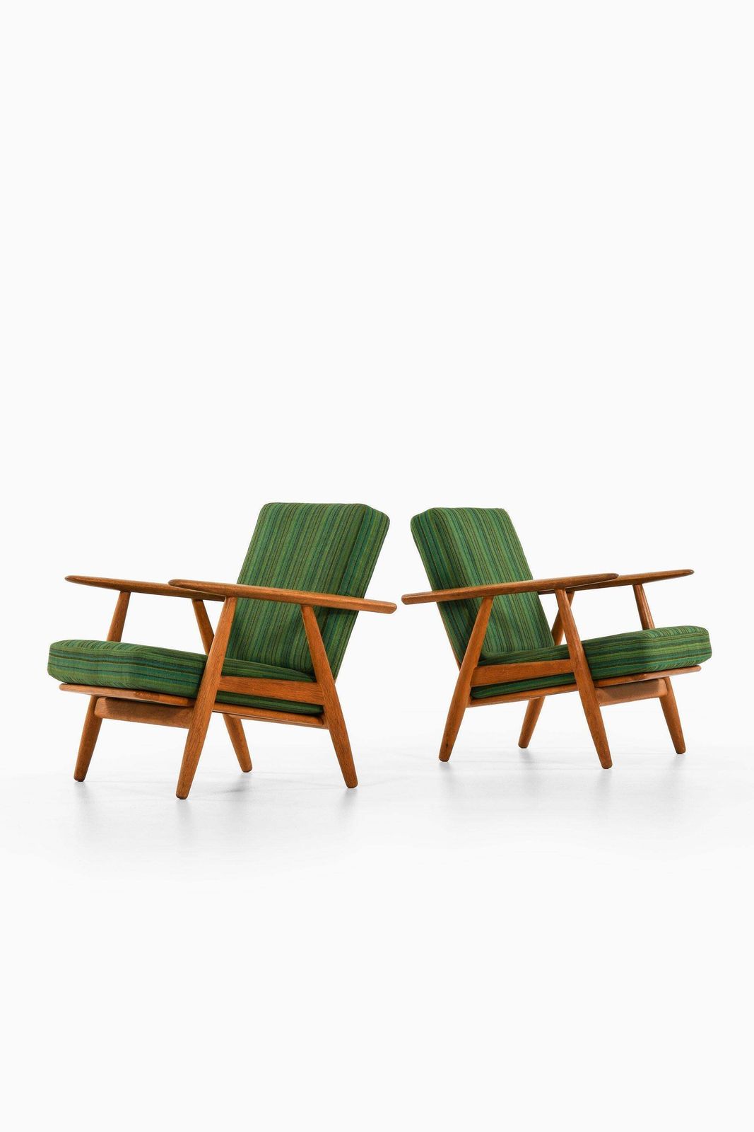 Easy Chairs In Oak With Original Fabric By Hans Wegner, 1950's photo furniture