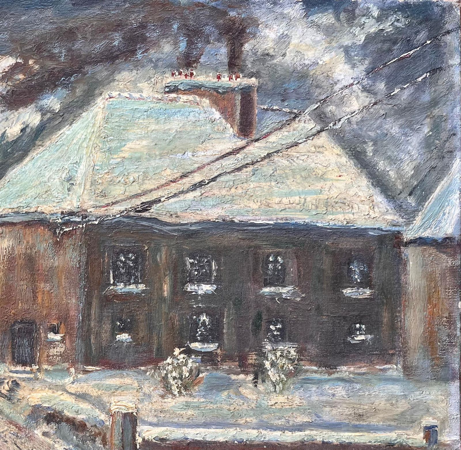 Fanch Lel French Snow Scene Oil Painting Of Nicolas Busnel's House From Upstairs Window photo Art