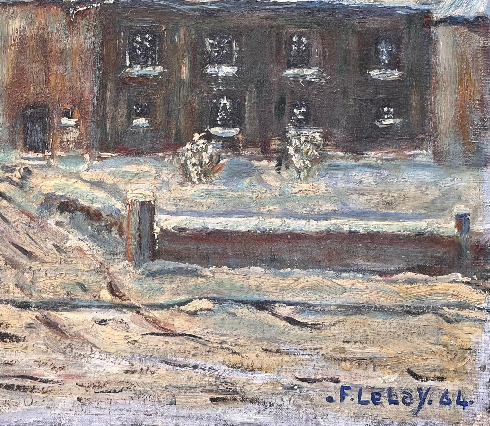Fanch Lel French Snow Scene Oil Painting Of Nicolas Busnel's House From Upstairs Window photo 530.0