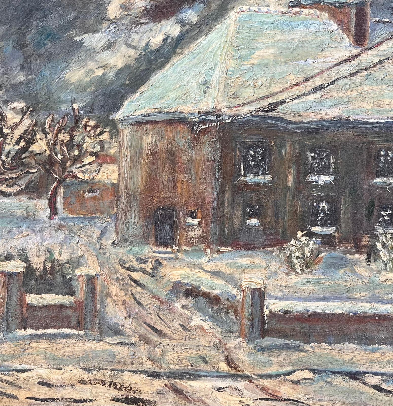 Fanch Lel French Snow Scene Oil Painting Of Nicolas Busnel's House From Upstairs Window photo buy