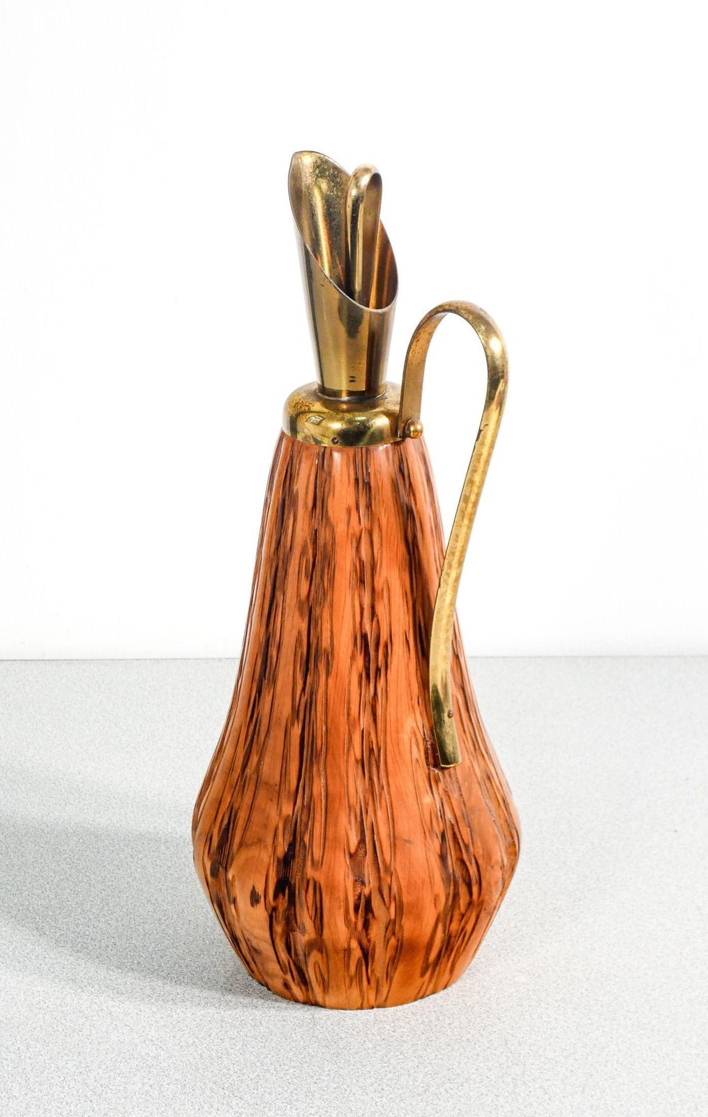 Pitcher, Design Aldo Tura For Macabò. Wood And Brass. Italy, 50s photo for sale