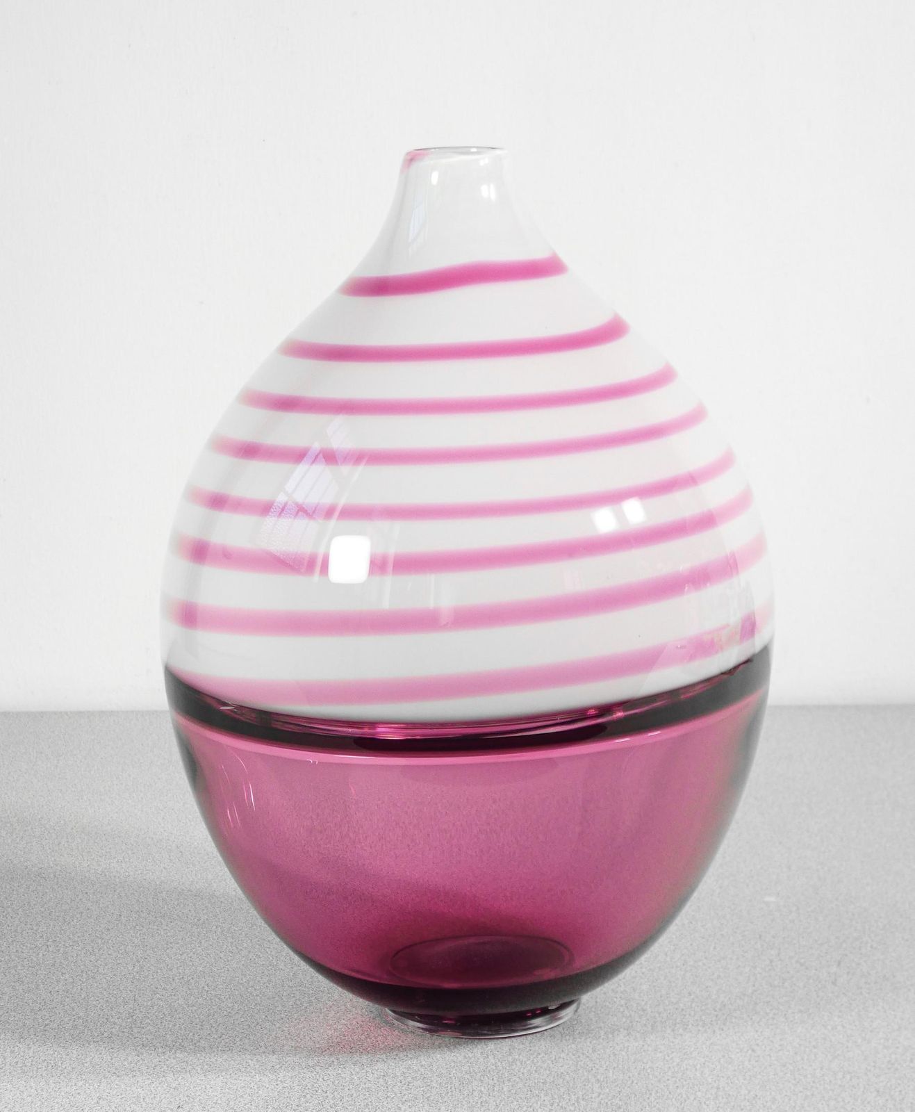 Blown Glass Vase Design Paolo Crepax. Large Pink Version. 1990s photo vintage