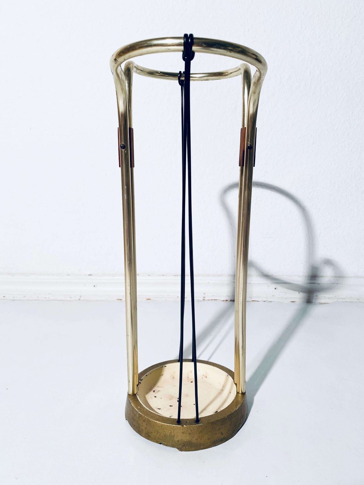1950s Vintage Umbrella Rack / Brass Teak Mid Century Vintage Design photo 183.0