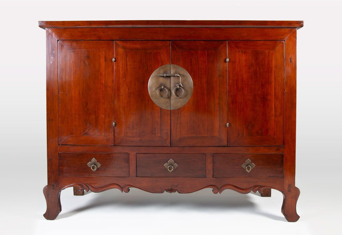 A Large Chinese Square Corner Low Cabinet, 18th Century