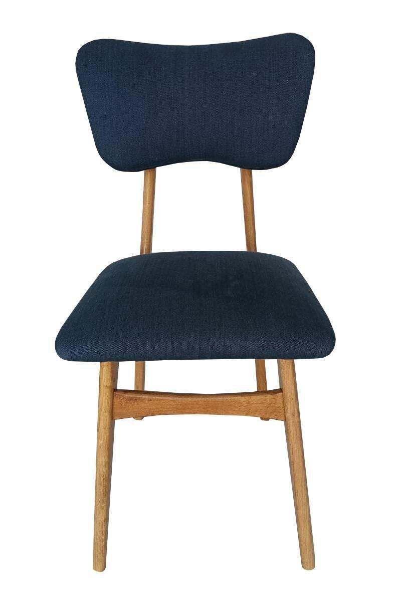 Eight Mid Century Butterfly Chairs, Indigo Pierre Frey Linen, Oak Wood, 1960 photo for sale