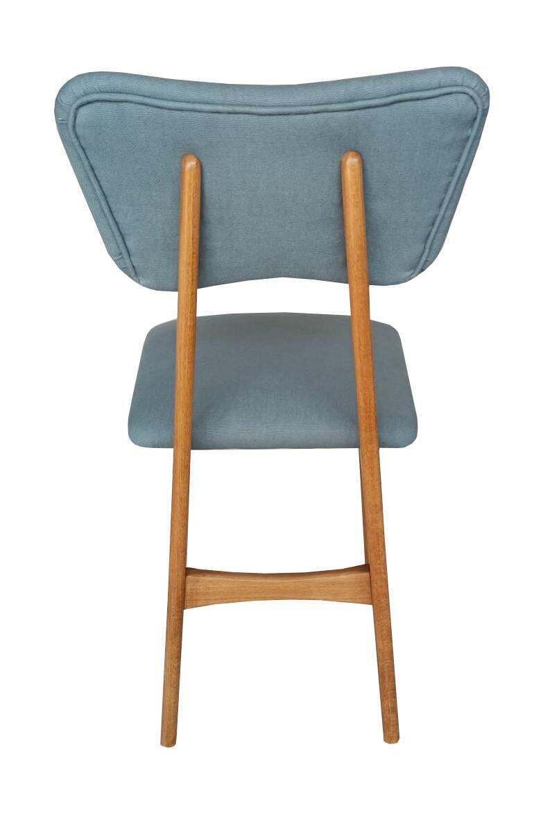 Mid Century Butterfly Chair, Blue Pierre Frey Linen, Oak Wood, Europe, 1960s photo for sale