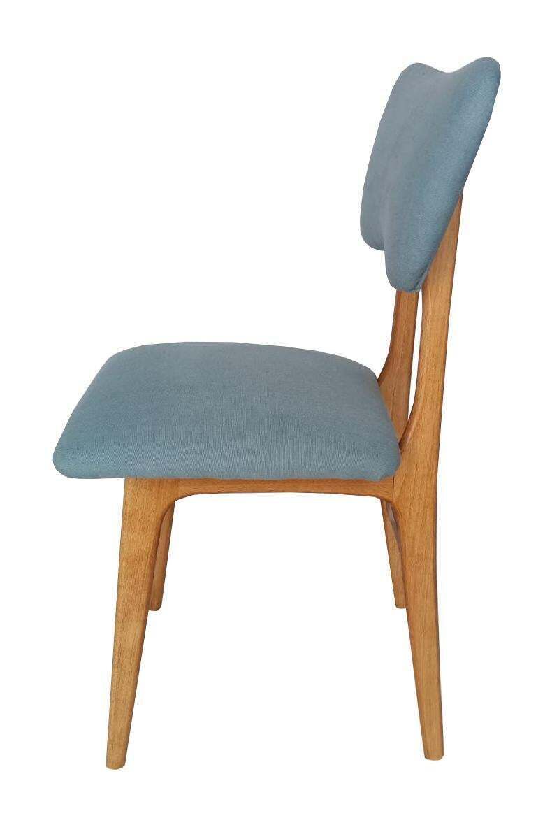 Mid Century Butterfly Chair, Blue Pierre Frey Linen, Oak Wood, Europe, 1960s photo Furniture