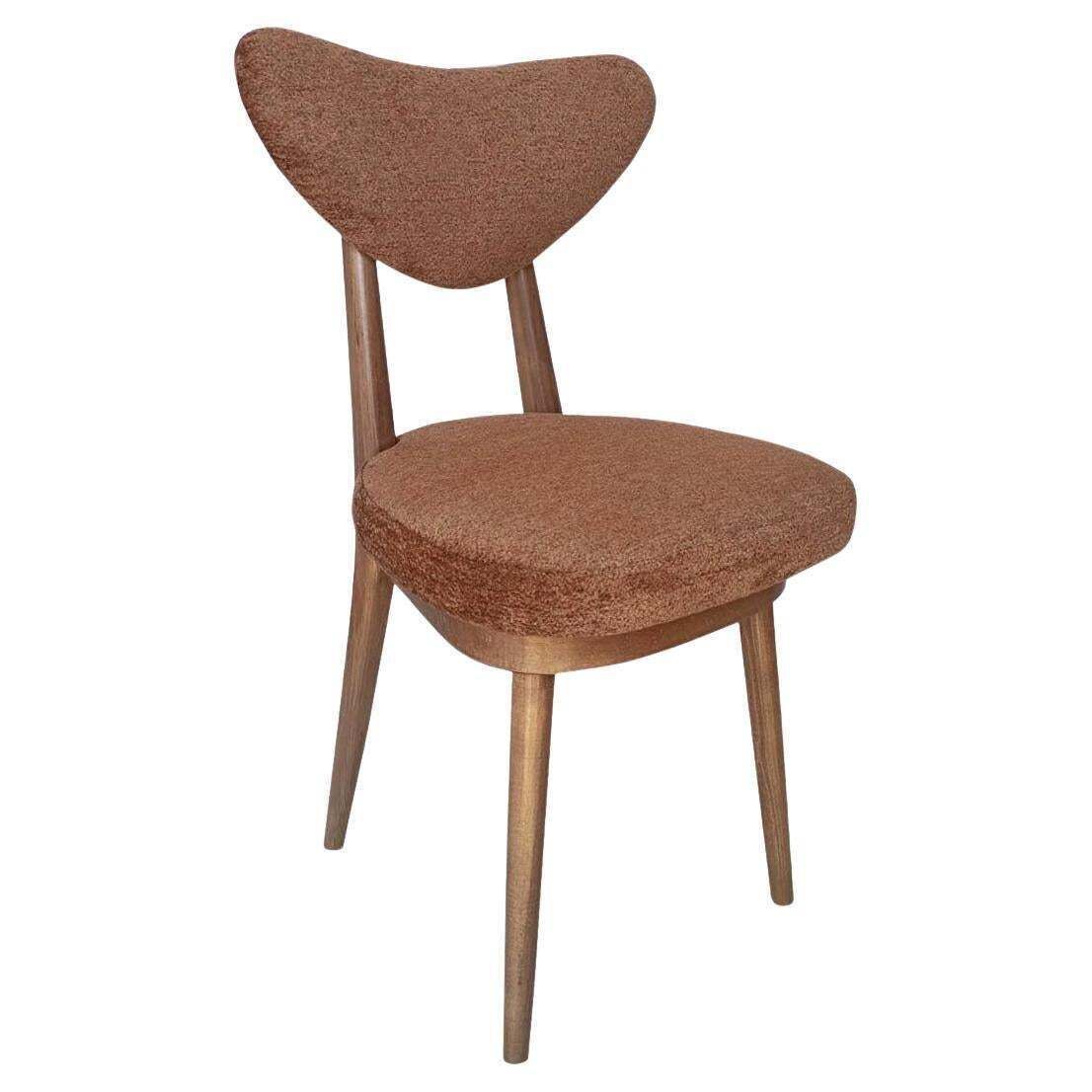 Mid Century Heart Chair In Brown Orange Velvet, Europe, 1960s