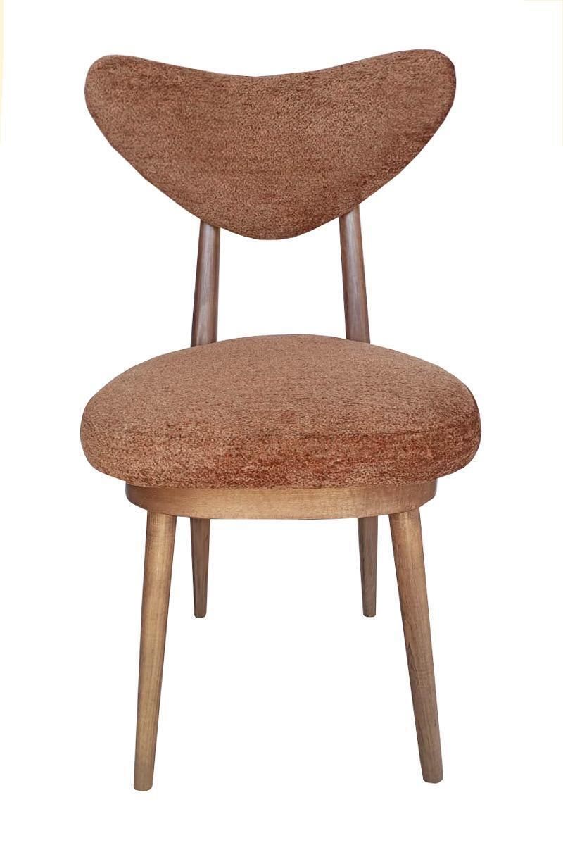 Set Of Six Mid Century Heart Chairs In Brown Orange Velvet, Europe, 1960s photo furniture