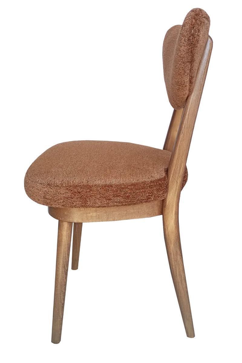 Set Of Six Mid Century Heart Chairs In Brown Orange Velvet, Europe, 1960s photo for sale