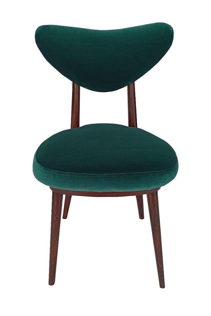 Mid Century Heart Chair In Green Cotton Velvet Adamo Eva By Dedar, Europe, 1960s photo for sale