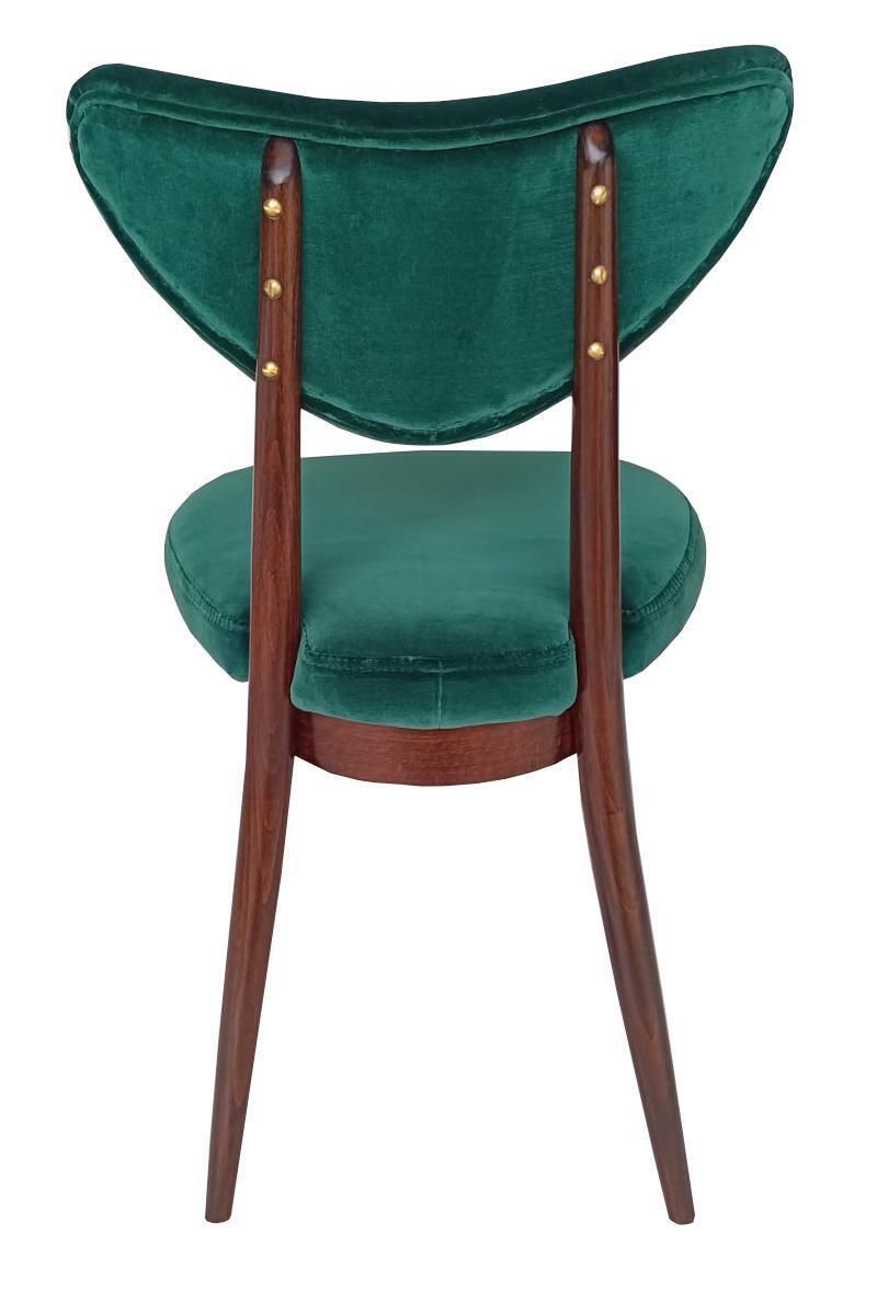 photo for sale Set Of Ten Mid Century Heart Chairs, Green Cotton Velvet By Dedar, Europe, 1960s