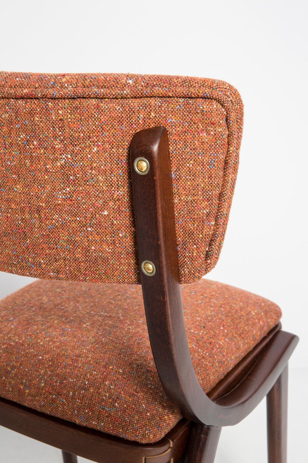 Set Van Vier Mid Century Modern Bumerang Stoelen, Oranje Mélange, Polen, Jaren 1960 photo vintage