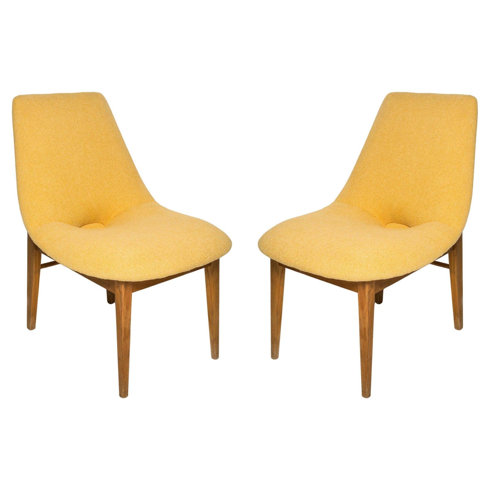 Set Of Two Rare Mid Century Yellow Shell Chairs, H. Lachert, Europe, 1960s