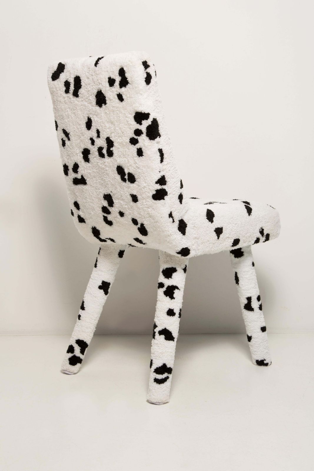 Four Midcentury Hand Tufting Cruella Dalmatian Wool, Rajmund Halas Chairs, 1960s photo buy