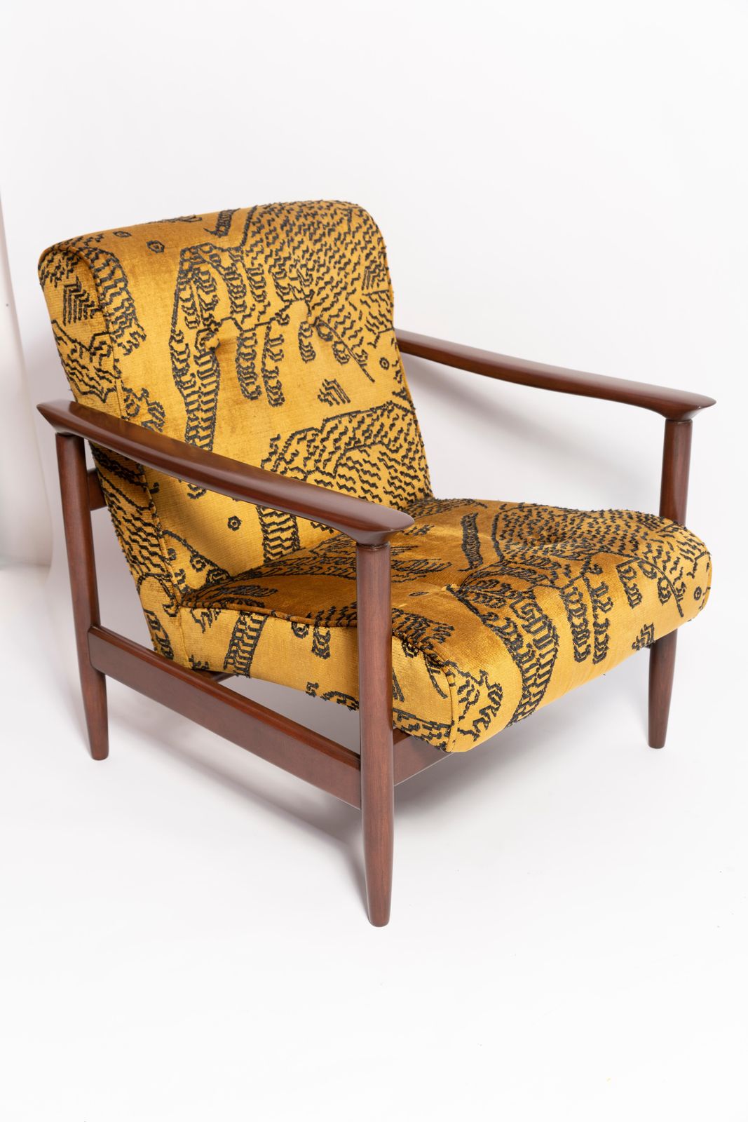 Pair Of Midcentury Tiger Velvet Armchairs, Gfm 142, Edmund Homa, Europe, 1960s photo Furniture