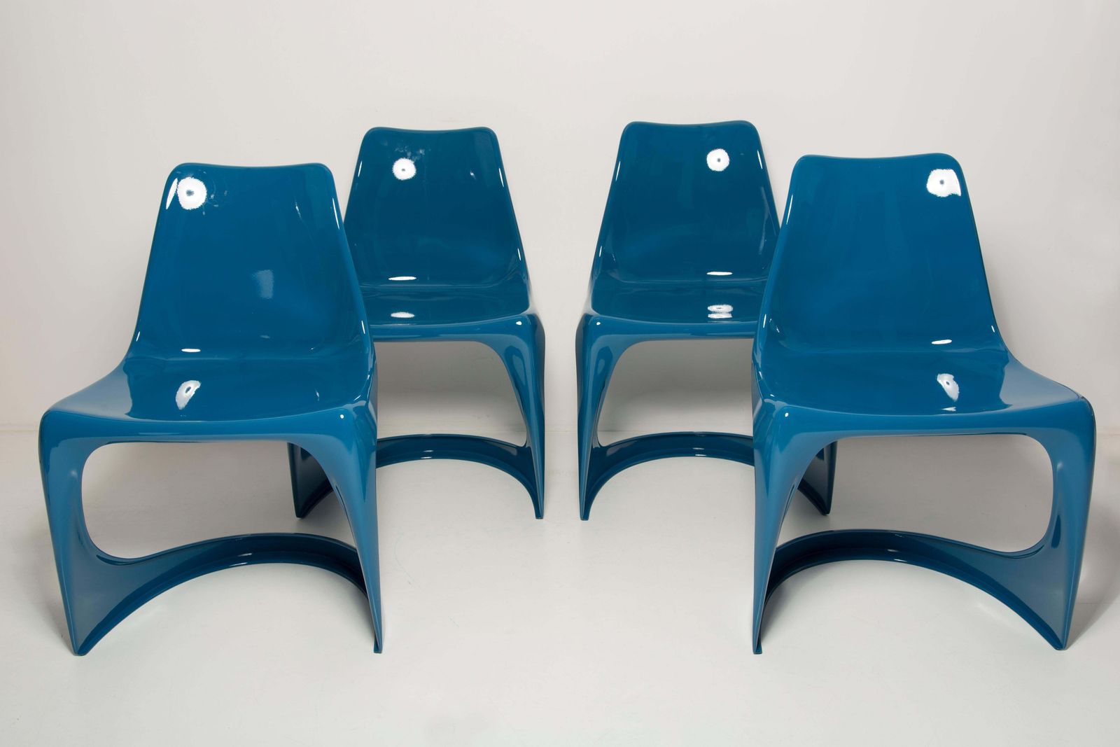 Set Of Four Mid Century Sea Blue Cado Chairs, Steen østergaard, Europe, 1960s photo buy