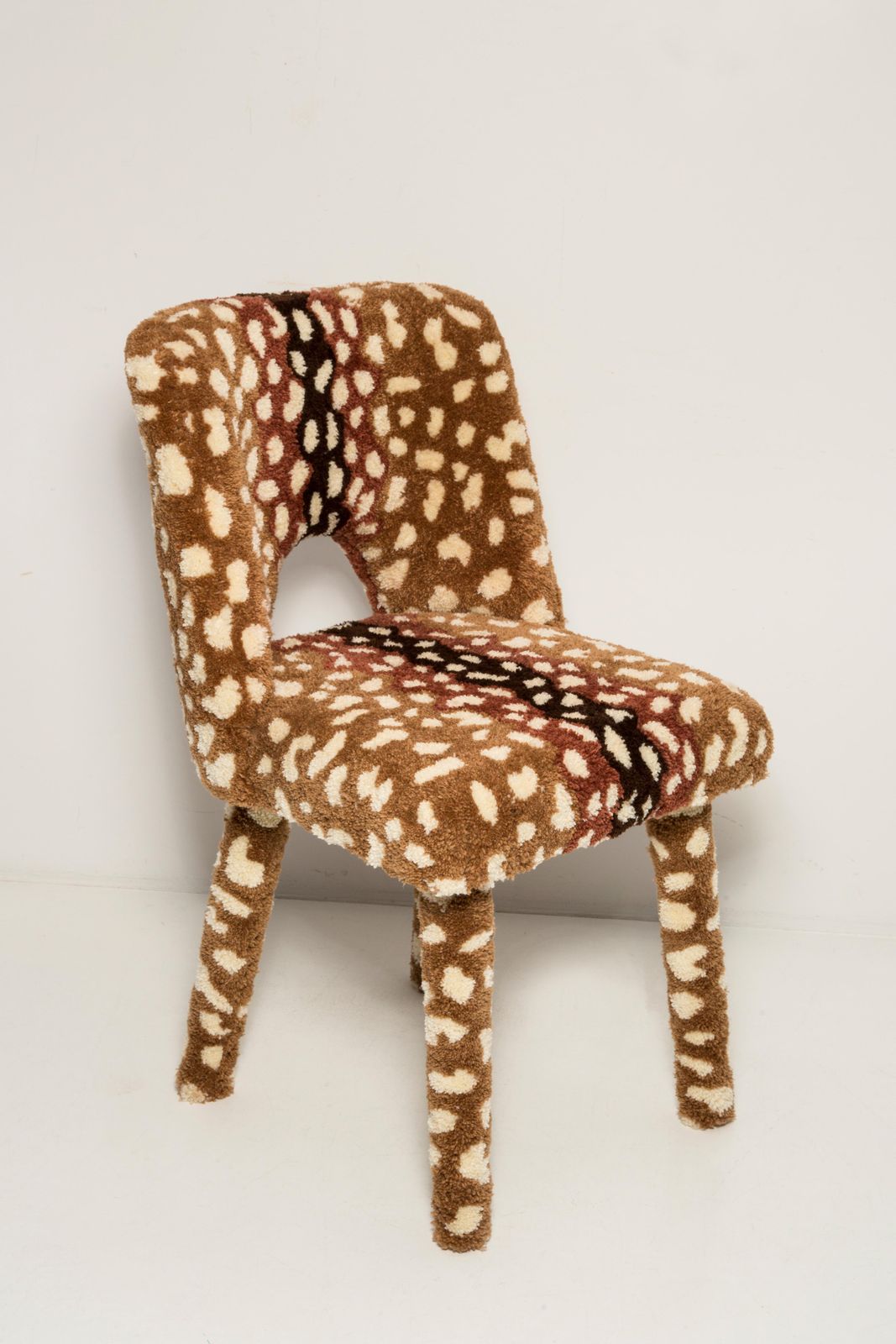 Mid Century Hand Tufting Roe Deer Bambi Wool Shell Chair, Europe, 1960s photo for sale