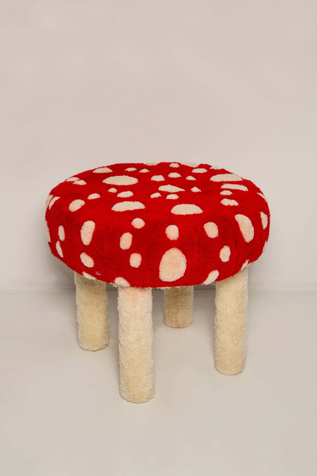 Set Of Two Mid Century Hand Tufting Mushroom Wool Stools, Europe, 1960s photo for sale