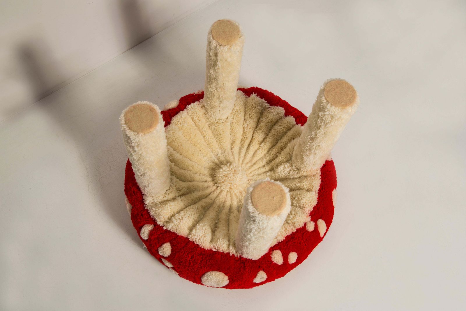 Set Of Two Mid Century Hand Tufting Mushroom Wool Stools, Europe, 1960s photo Furniture